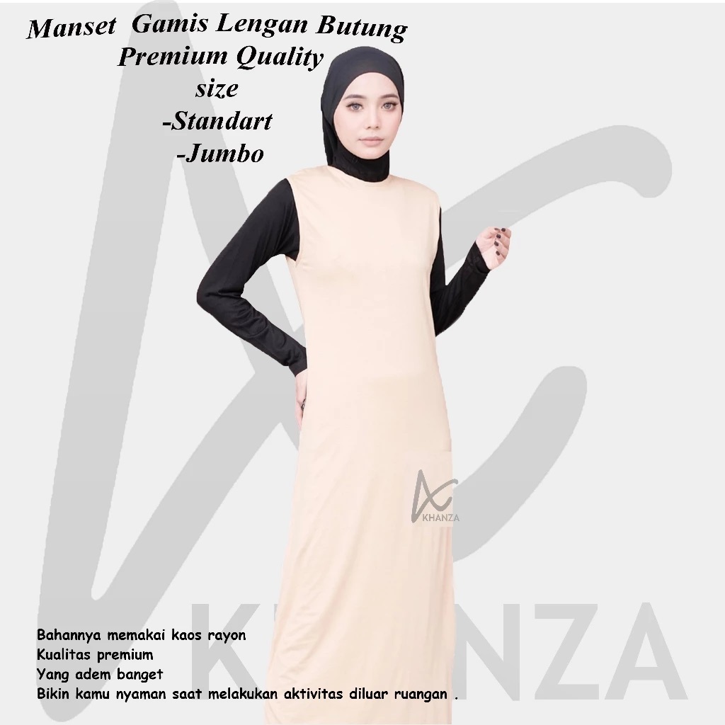 Manset Dress Tanpa Lengan, Manset Sleeveless Gamis, Inner Manset Tanpa Lengan Dress, Manset Dress Ra