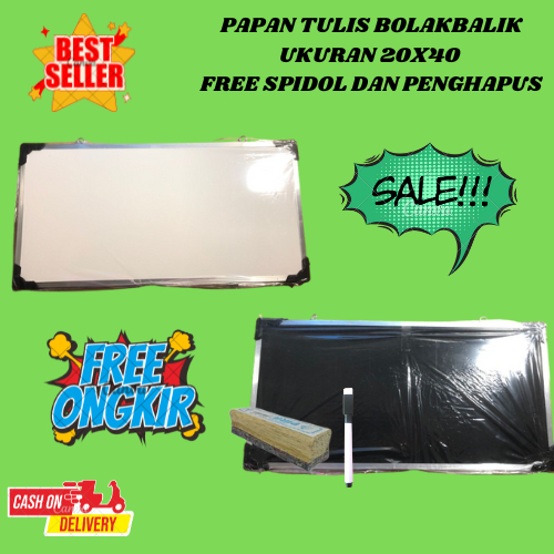 

FREE SPIDOL DAN PENGHAPUS UKURAN TERBARU 20X40 PAPAN TULIS BOLAKBALIK