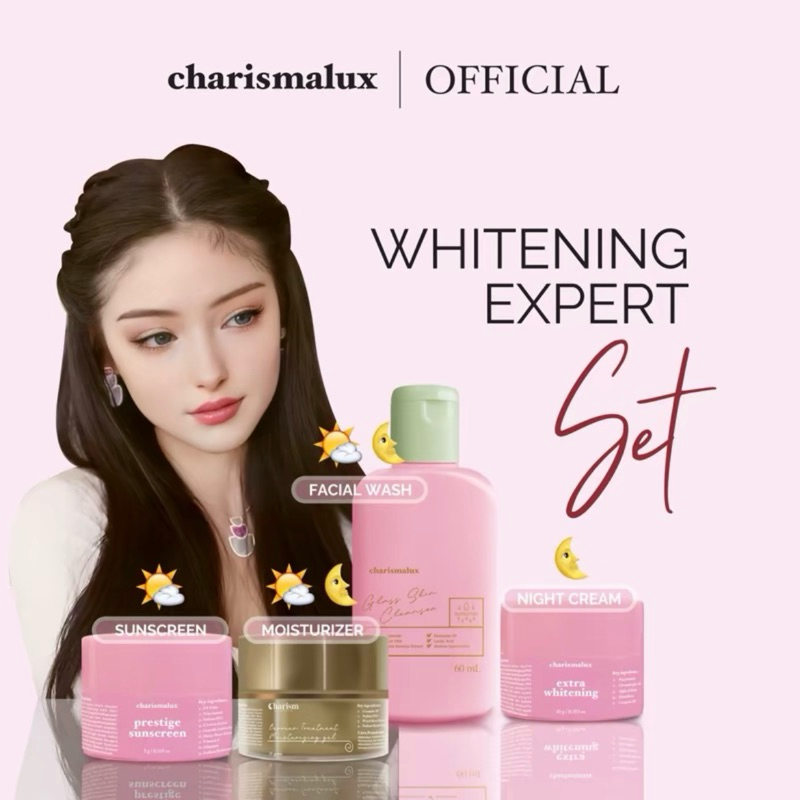 CHARISMALUX PAKET WHITENING SUPER - Paket Pemutih Wajah - Whitening Night Cream - Cream Pemutih Waja