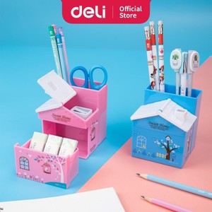 

DM- pen holder/tempat pensil deli 9138 desain bentuk rumah