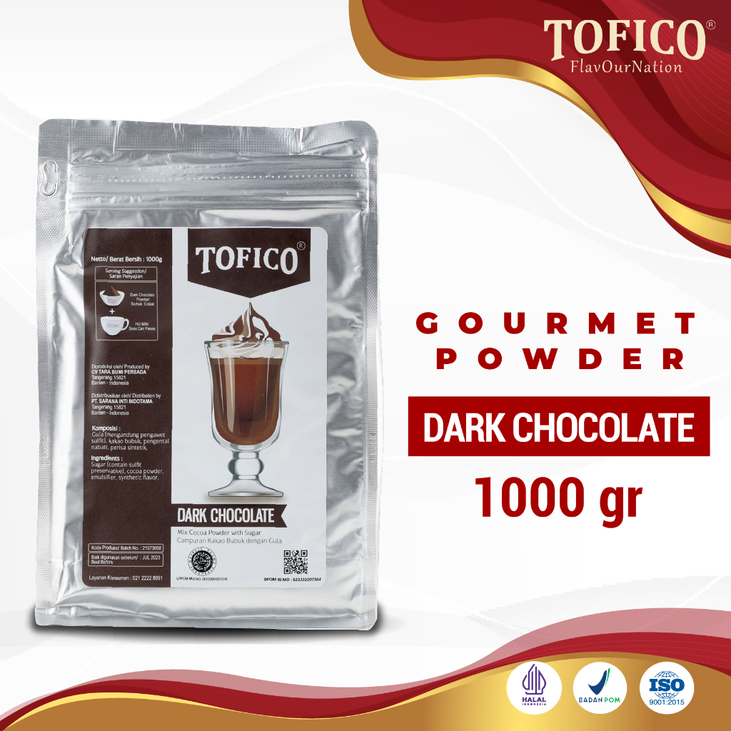 

Powder Dark Chocolate Tofico / Bubuk Rasa Dark Chocolate Premium 1KG / Tofico Syrup Official