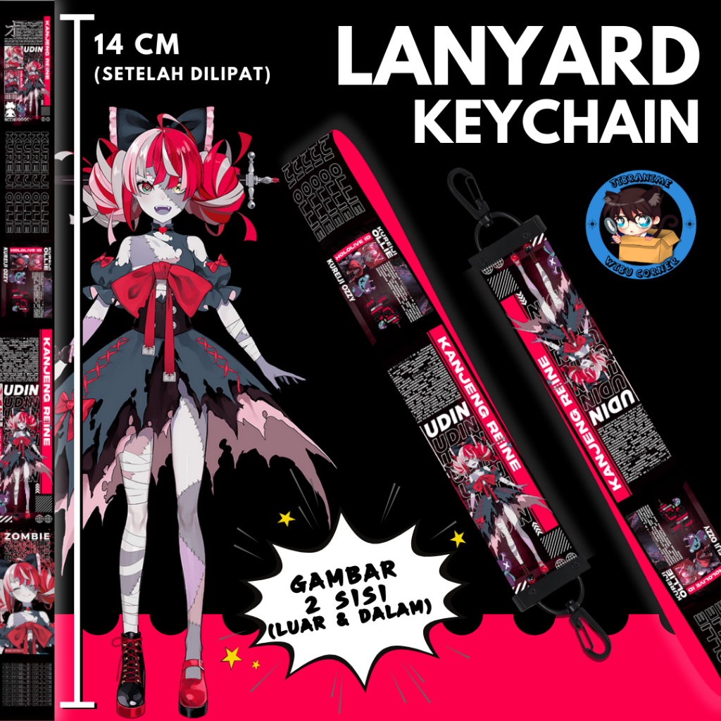 

Lanyard Strap Anime 2 Sisi / Kureiji Ollie Vtuber / Lanyard Custom Suka Suka / Gantungan kunci layard keychain