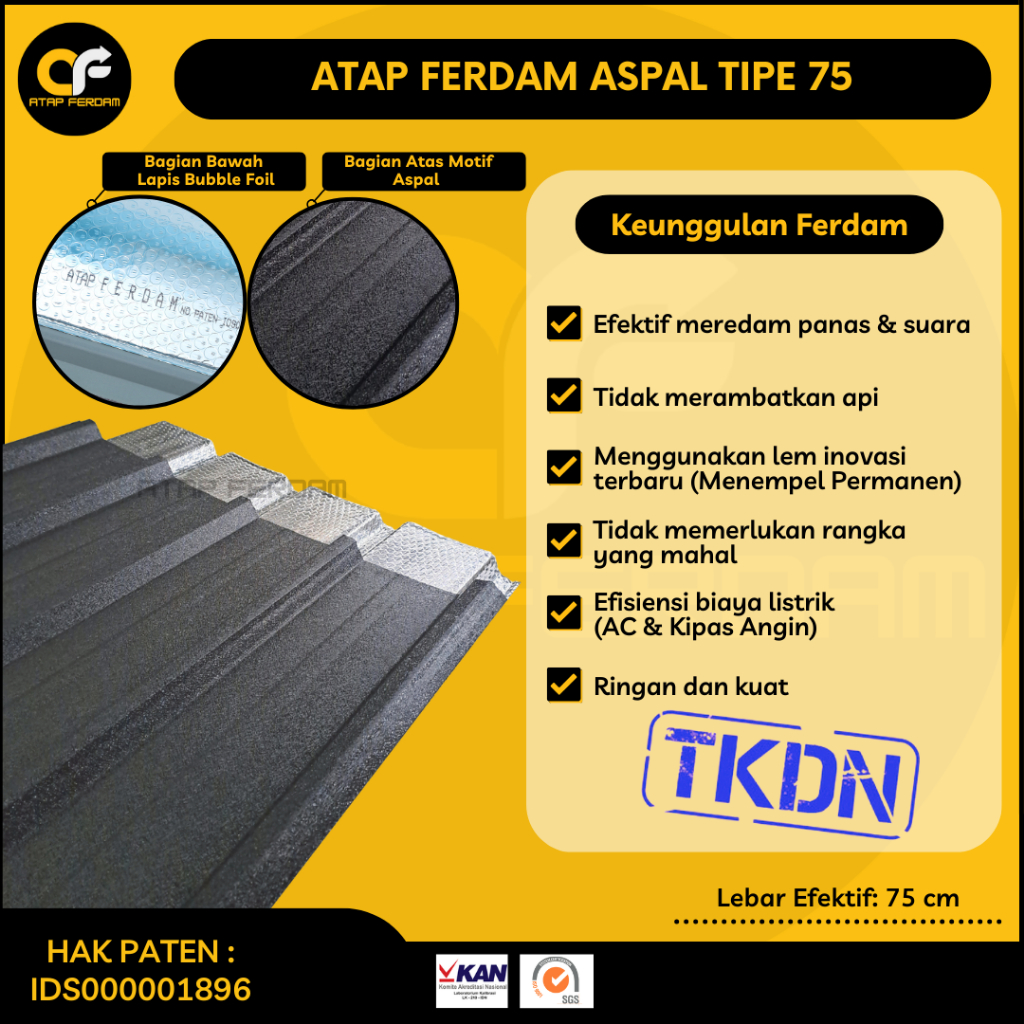 ATAP FERDAM ASPAL 75 - Galvalum Dengan Lapisan Peredam Insulasi Alumunium Foil #Spandek Trimdeck Baj