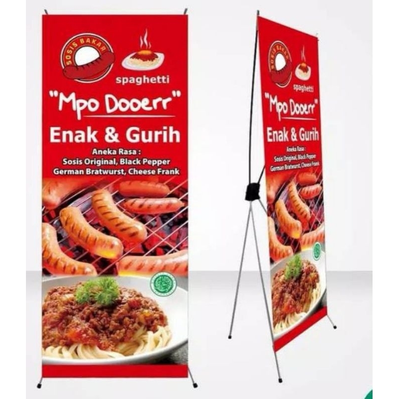 Cetak X Banner Custom Stand Benner + Tiang Besi Sepaket