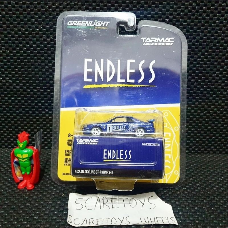 Tarmac Works x Greenlight Nissan Skyline GT R gtr bnr34 r34 endless team biru blue