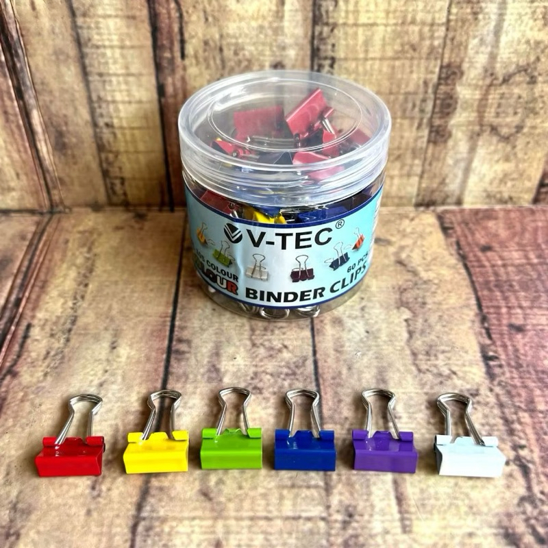 

1 tabung Binder Clip Warna Warni Kemas Tabung No. 107 isi 40 Pcs - VTEC Binder Clip No. 105 isi 60 Pcs - Binder Klip Warna - Penjepit Kertas
