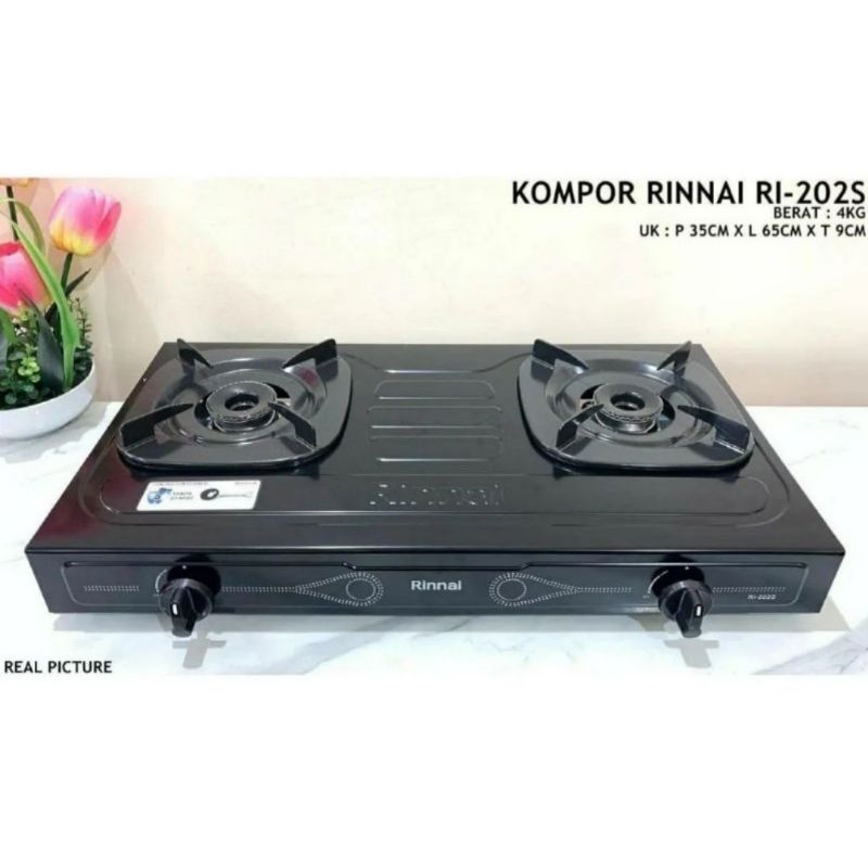 RINNAI RI-202 S Kompor Gas Rinnai 2 Tungku Hitam RI 202 S RI202S