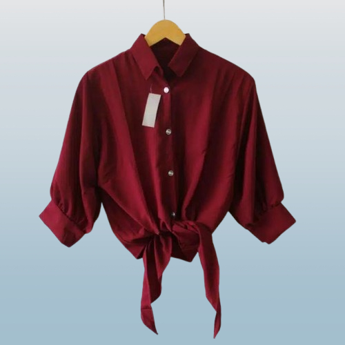 Baju Atasan Wanita Kemeja crop top Tali Bawah Korean style