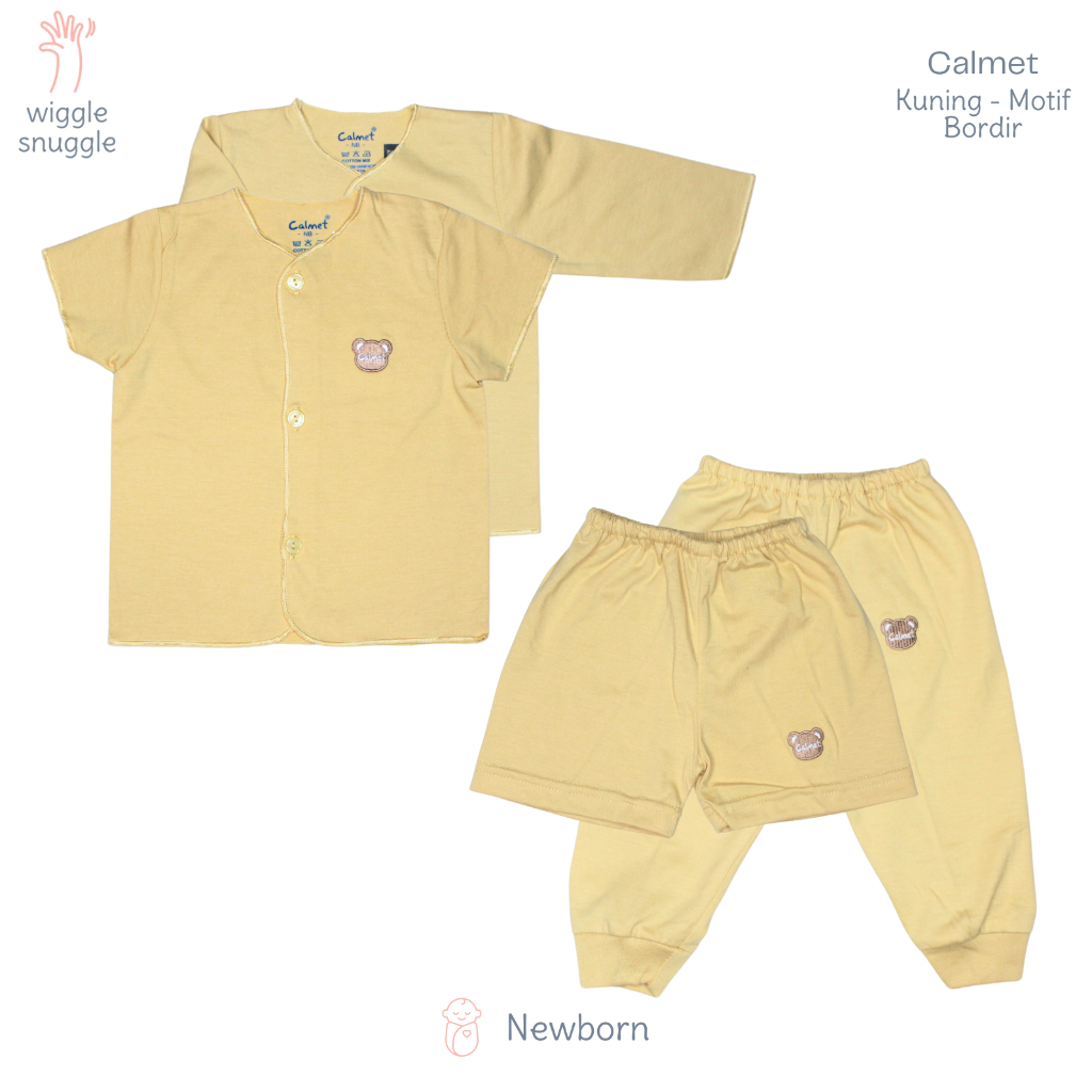Paket 2 Model Baju Bayi Newborn - Calmet Motif Bordir Kuning