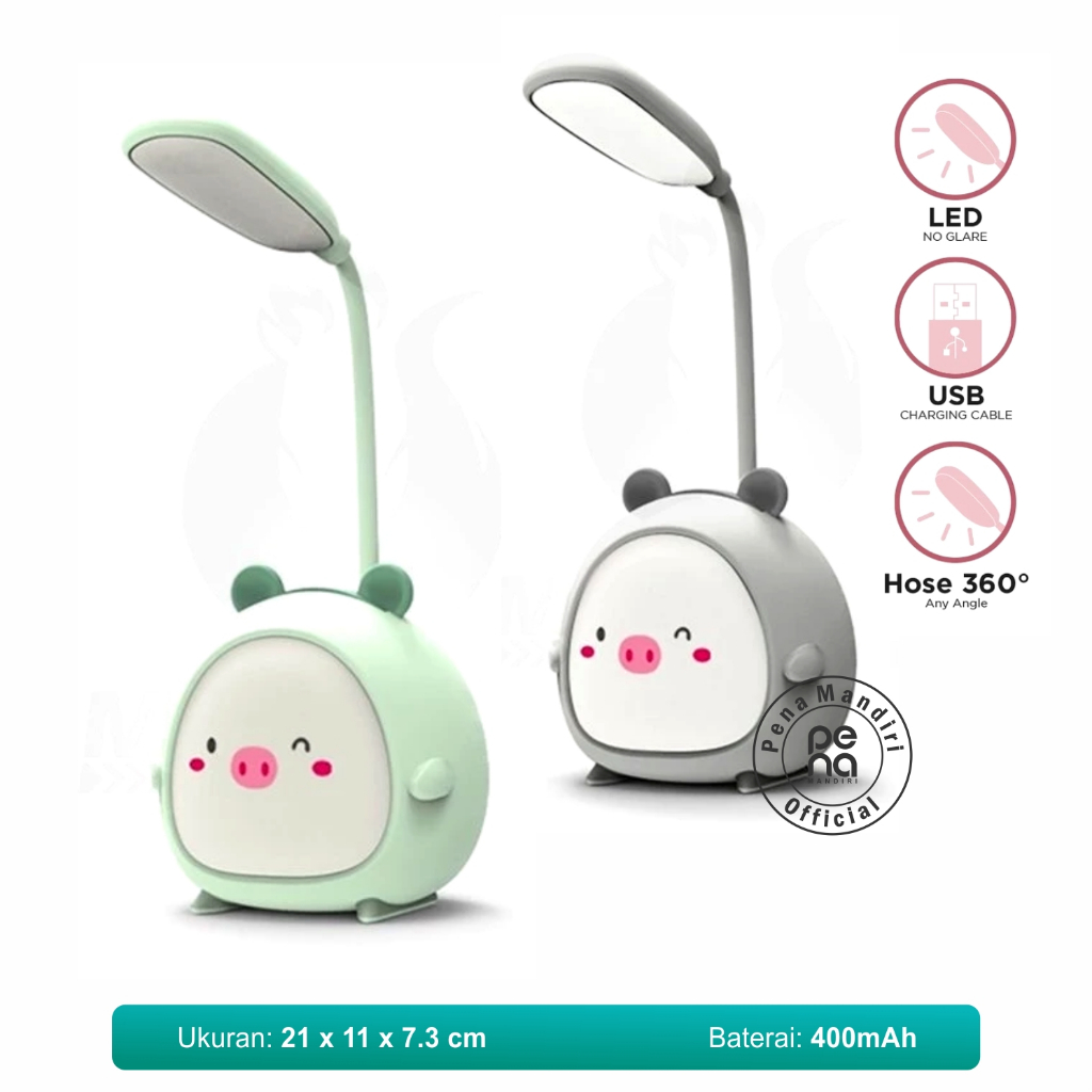Lampu LED Baca Meja Belajar Kamar Karakter Kartun Warna Warni USB Charge