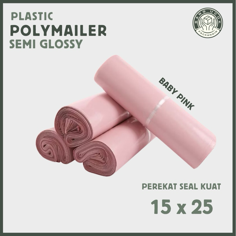 

PLASTIK POLYMAILER SEMI GLOSSY Size 15x25 CM Warna Baby Pink