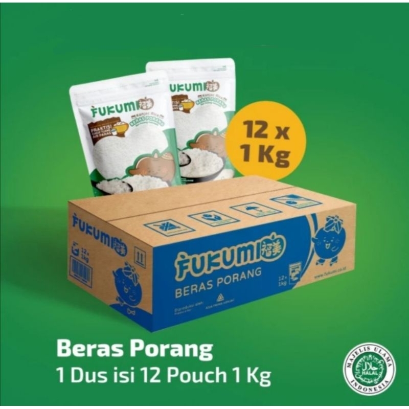 

FUKUMI BERAS PORANG 1 KARTON / 1 DUS 12 POUCH x 1 KG
