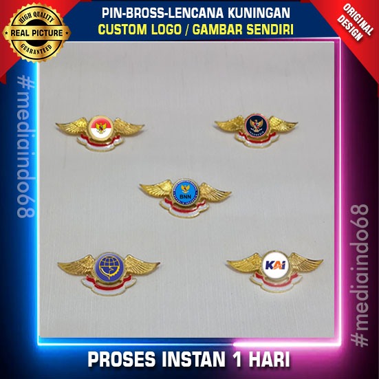 PIN/BROSS/LENCANA Custom LOGO SENDIRI, Bahan Kuningan-Termurah