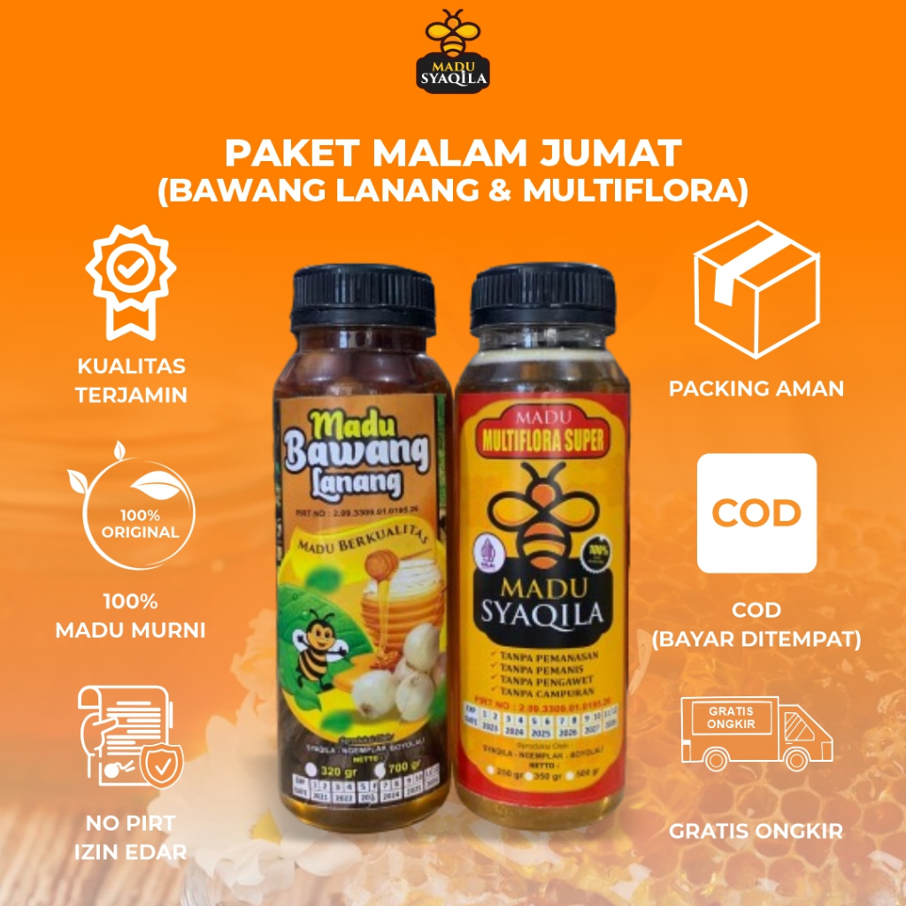 

Madu Syaqila |Paket Malam Juma'at Madu Bawang Lanang&Multiflora Super