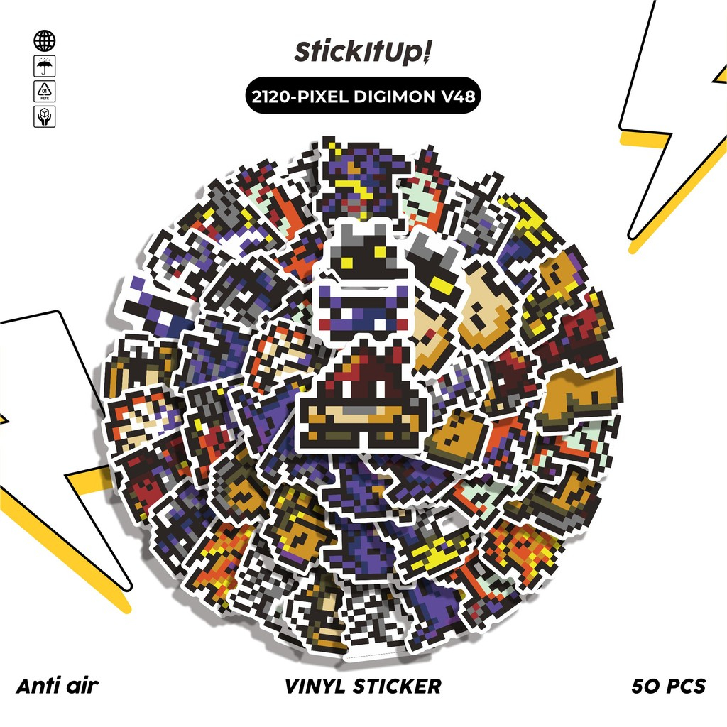 

COD✨ 50 Pcs Stiker Pack PIXEL DIGIMON V48 Lucu Aesthetic Vynil Waterproof untuk Freebies Sticker Buku Journal Casing HP Laptop