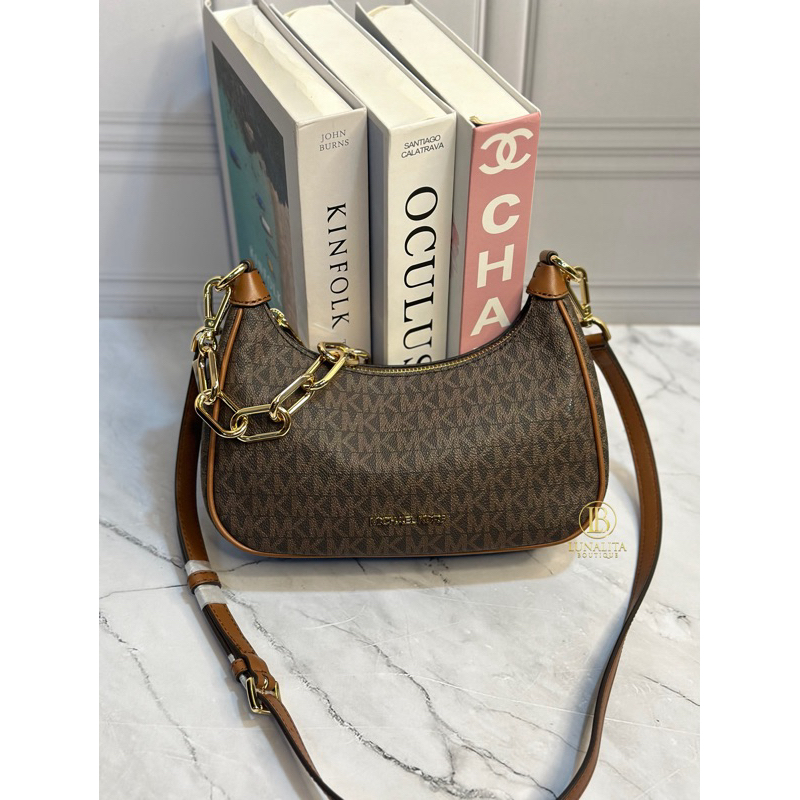 MK Cora Medium zip pouchette sign brown