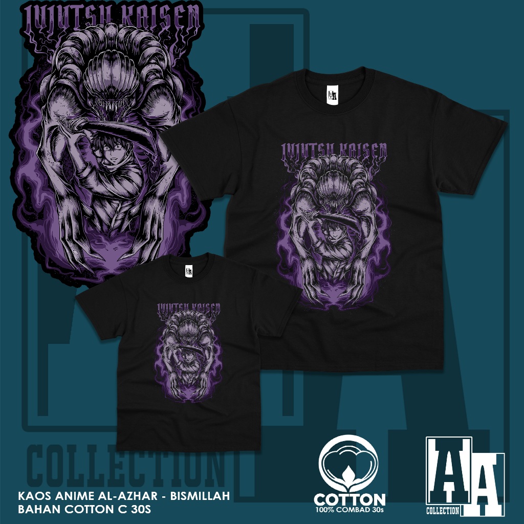 AL - AZHAR COLLECTION | KAOS ANIME KEKINIAN KARAKTER JUJUTSU KAISEN | COTTON COMBED 30S | KAOS PREMI