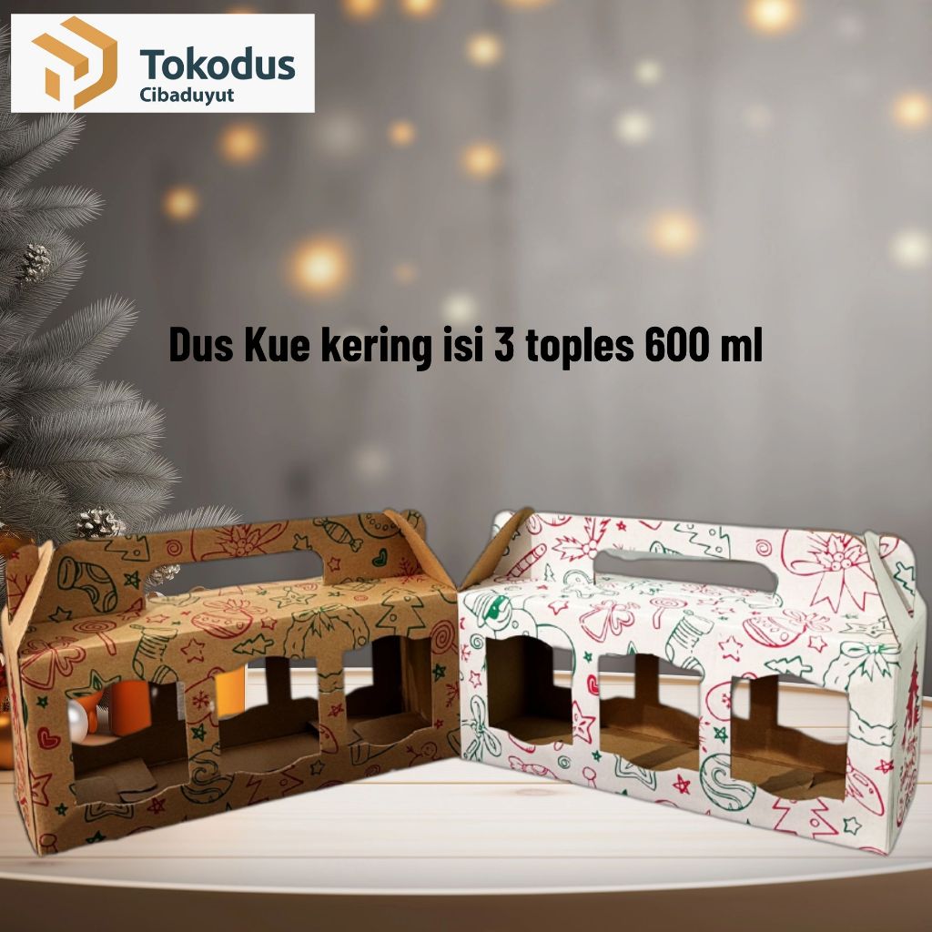 

Dus kue kering | Dus kue Natal | Dus Kue Spesial Natal | Dus Kue Jar 600 ml isi 3 jar - tokodus Cibaduyut