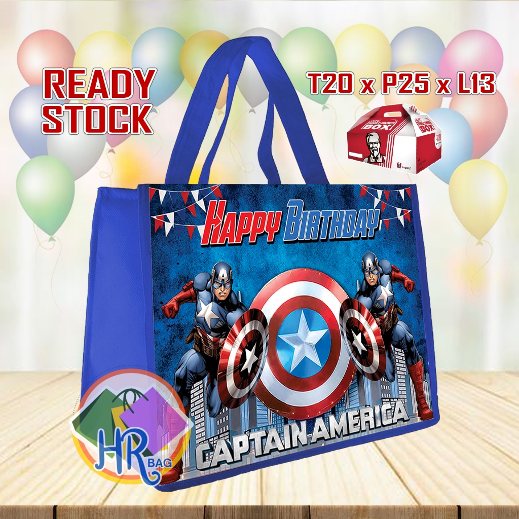 

READY STOK Tas Ulang Tahun Captain / Tas Ultah Ukuran KFC Snack / Tas Ultah Terlaris / Tas Ulang Tahun Anak / Goodie Bag Bingkisan Souvenir Anak Landscape 20x25x13