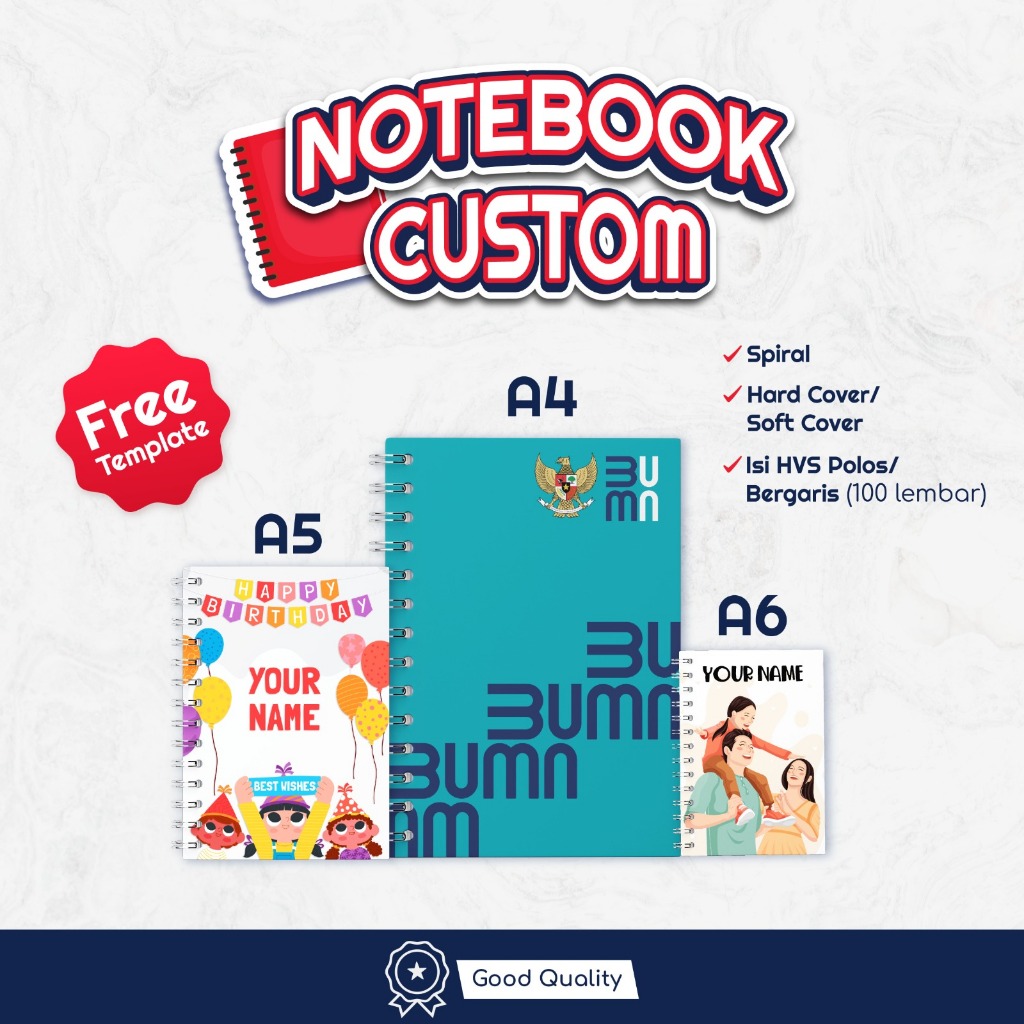 

Cetak Notebook Custom / Cetak Buku Agenda Custom SPIRAL/SOFTHARDCOVER isi 100 lembar