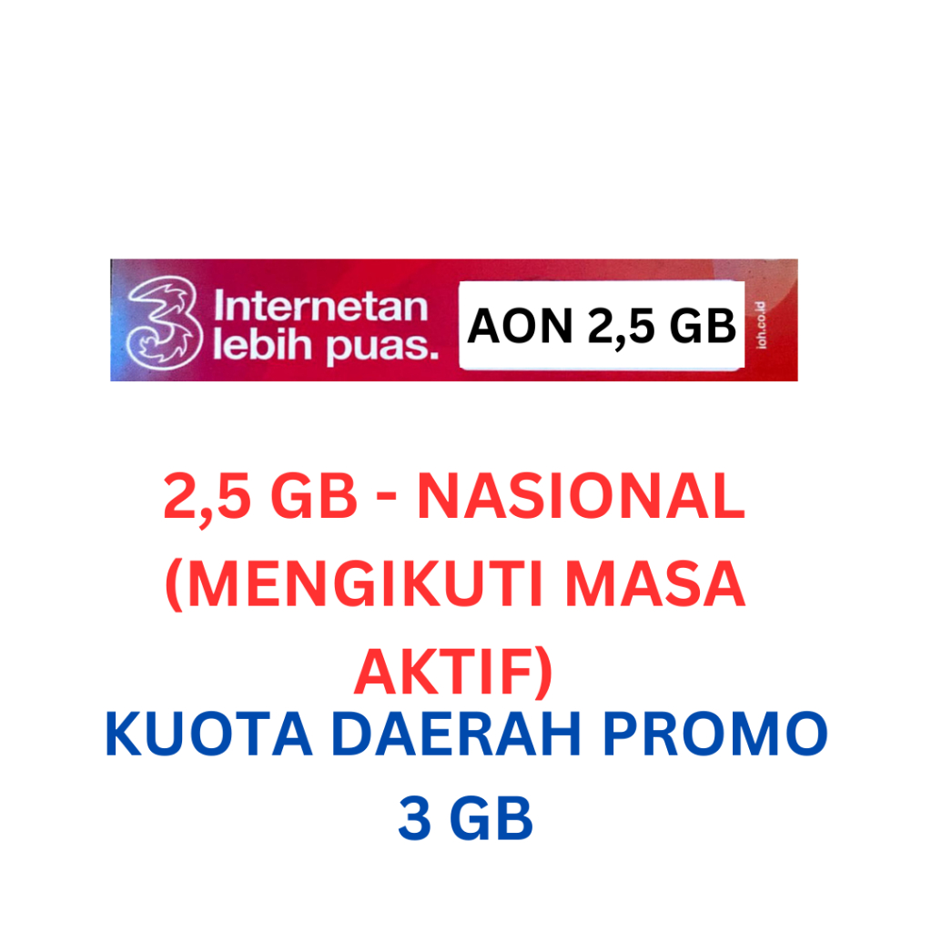Voucher TRI AON 2,5 GB (mengikuti masa aktif kartu)