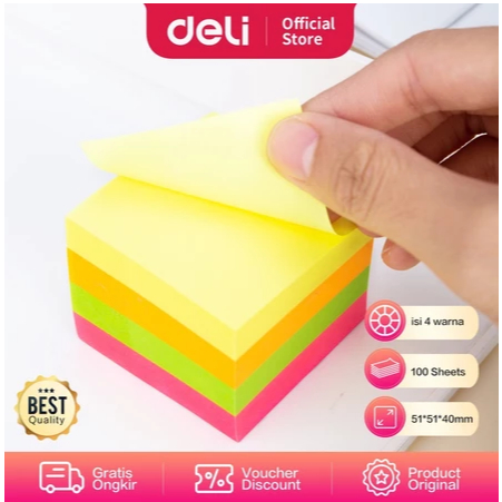 

Pad Notes Deli A03003 76 x 76 mm (1 Pad) | Deli Sticky Note 4x100 Sheets