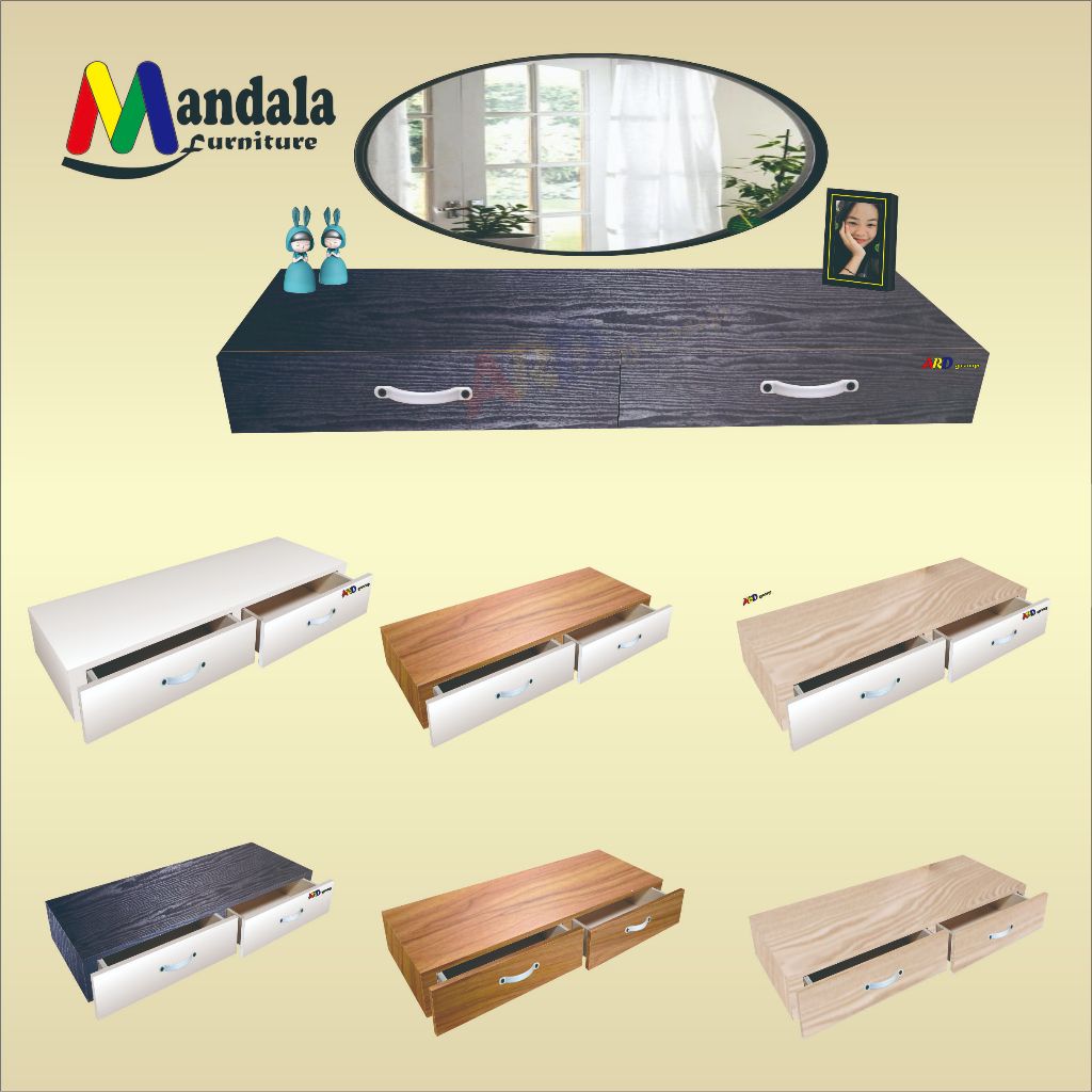 (60x30)Nakas 2 Laci/Meja Rias Serbaguna/Rak Dinding Murah/Rak Dinding Terbaru/Rak Dinding Jumbo 60x3