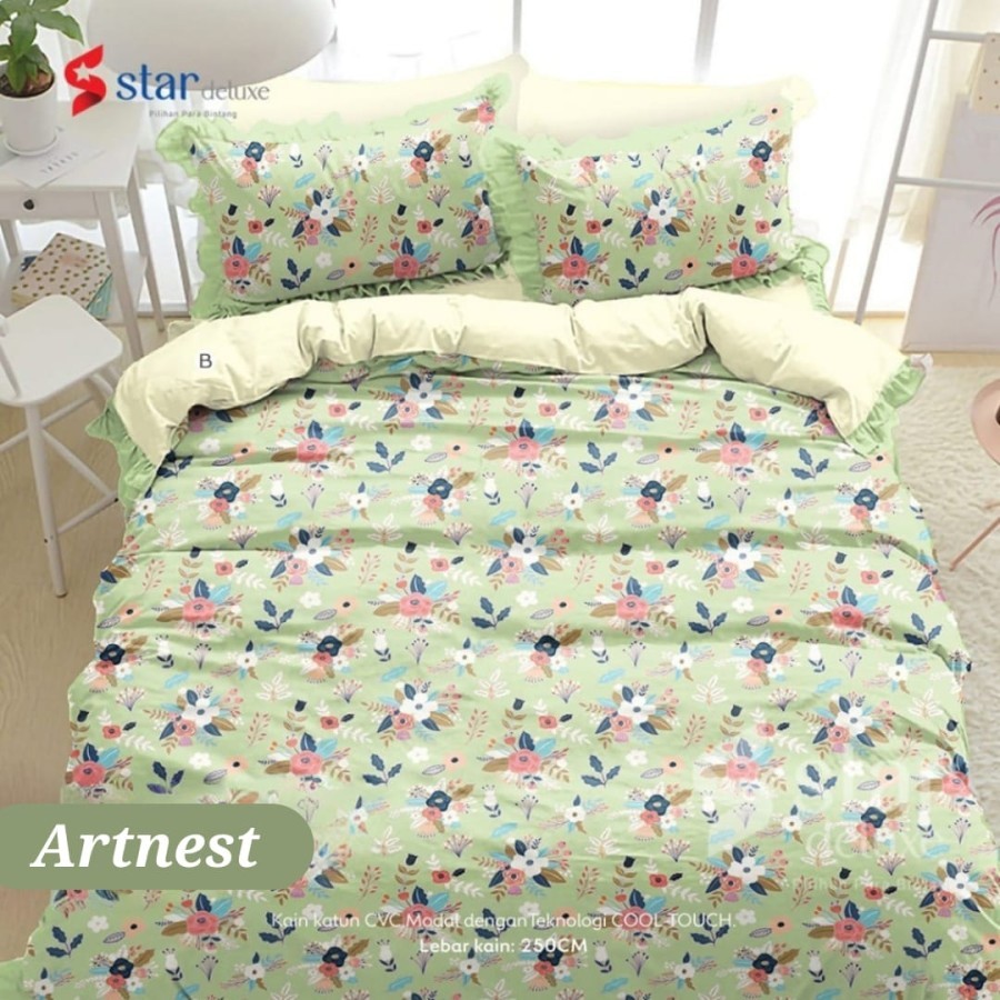 Bedcover Saja Tanpa Sprei Katun Motif Bunga Estetik Artnest | Selimut Murah | Bedcover Cewek Cowok
