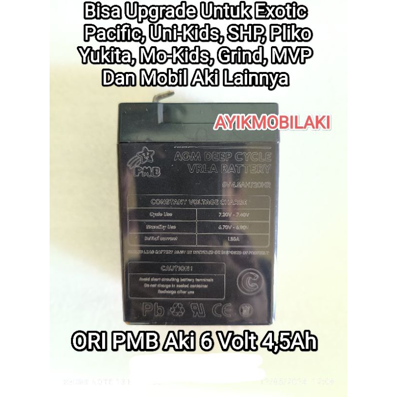 Aki ORI PMB 6 Volt 4,5AH, 6V 7AH, 12V 4,5AH Kwalitas Tinggi, Dijamin ORI PMB