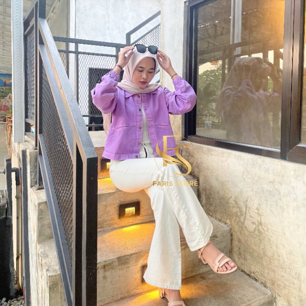 Jaket Jeans Vintage Wanita Oversize Jacket Jins Lengan Balon Oversized Jeket Jumbo Cewek Terbaru