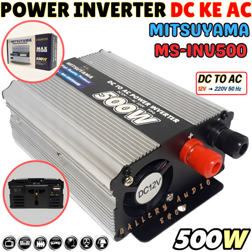 Inverter Power DC To AC 500 Watt MITSUYAMA MS-INV500W With USB 5V / Power Inverter 500 Watt 12V ke 2
