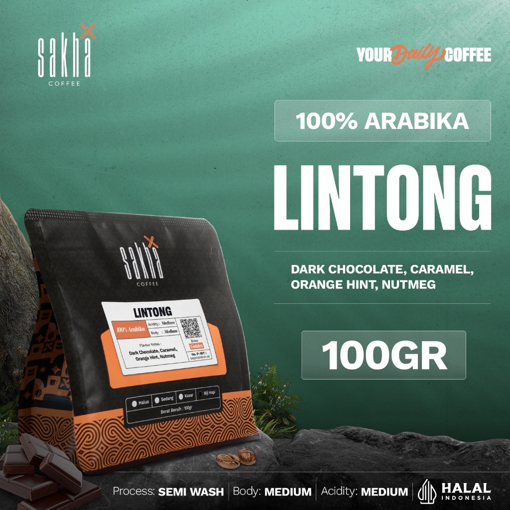 

Kopi Arabika Lintong Sumatra Arabica Coffee Beans 100 Gram Biji Bubuk Coffe Roastery