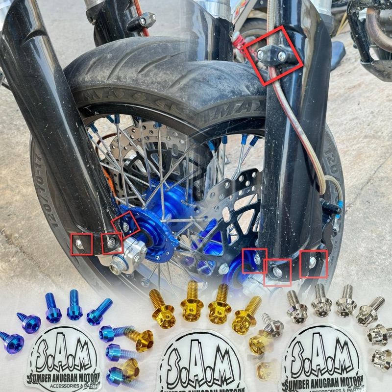 BAUT COVOR SHOCK USD MGV HT REALJUMP PROBOLT & TITANIUM KING NUT COVER / TUTUP SHOK REAL JUMP WR CRF