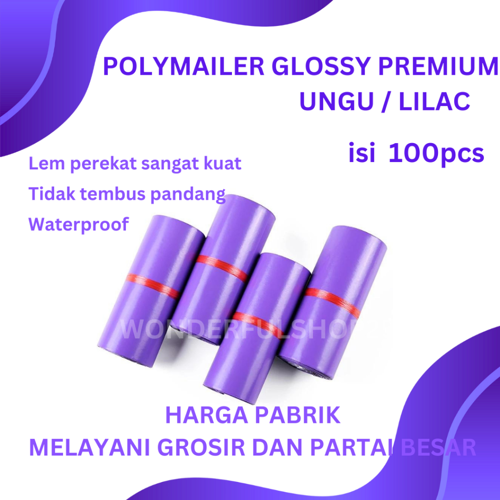 

Plastik Polymailer 25x35 Ungu Glossy Premium Isi 100 Pcs