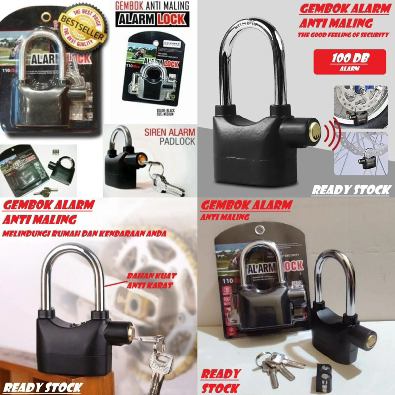 Gembok Alarm Anti maling / Gembok rumah anti maling/ gembok motor / gembok alarm bunyi