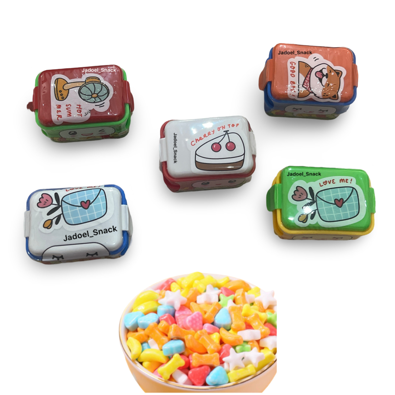 

Permen Kotak Makan 10gr Rasa Buah | Snack Lucu Isi Mainan by Jadoel_Snack