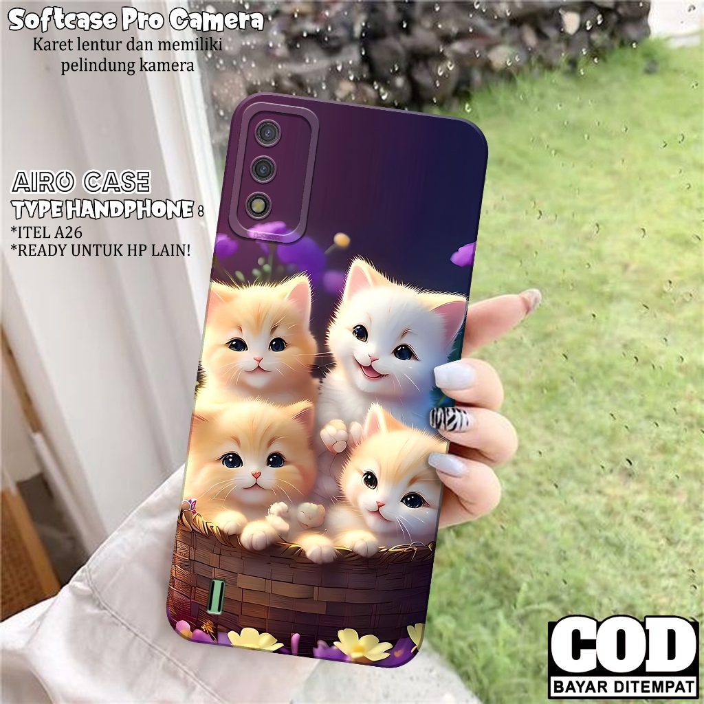Case ITEL A26 - Softcase ITEL A26 - Fashion Case KUCING - Casing ITEL A26 - Softcase Pro Camera - Tp