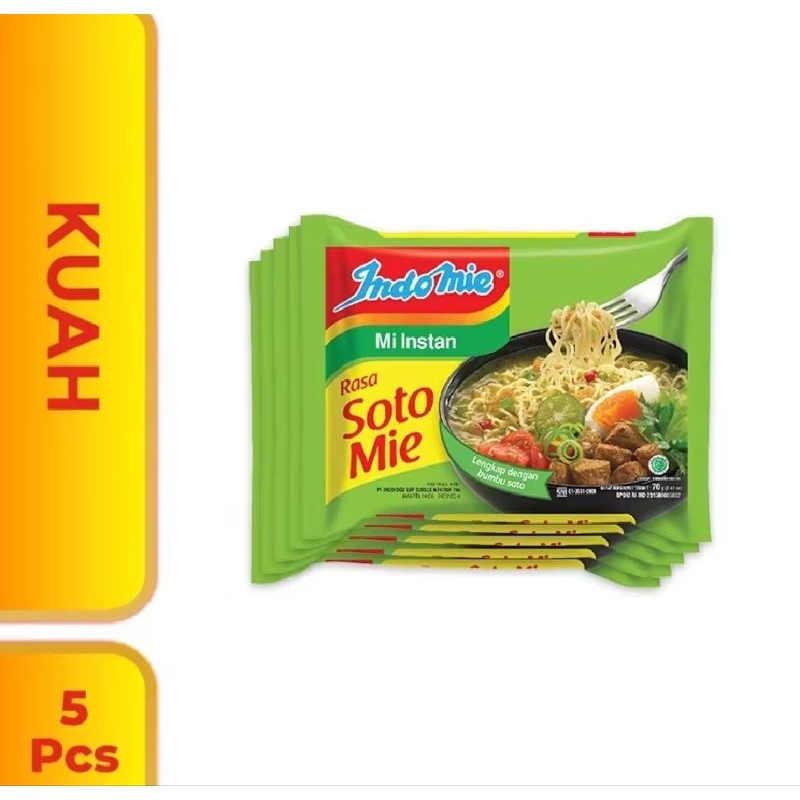 

Indomie Mi Instan Soto Mie 70 g 5 pcs