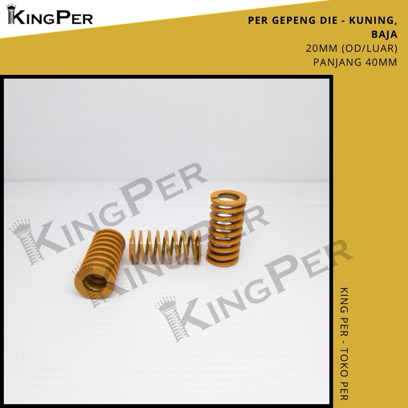 Die Spring Per Gepeng Moulding Spring Pegas Tekan - 20mm x 40mm (OD x Length) Kuning Merah Hijau Cok