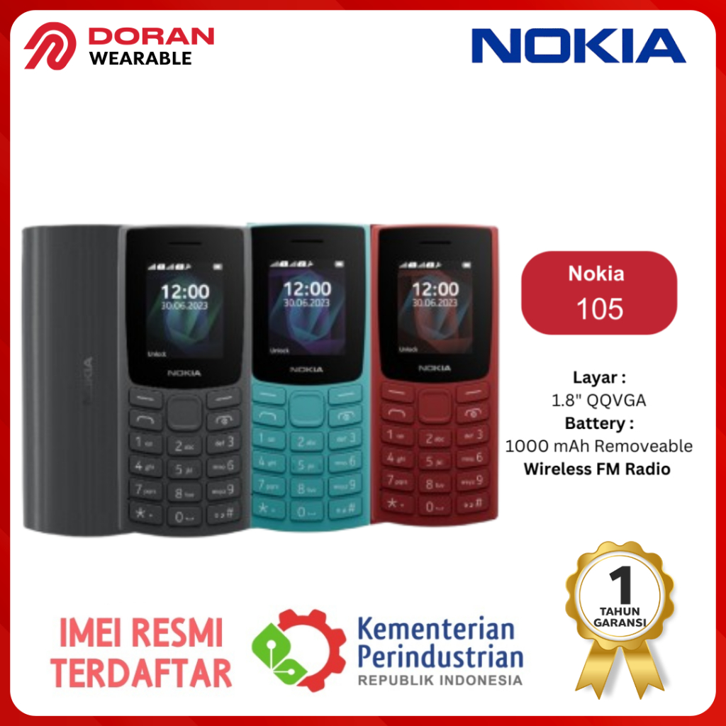 NOKIA Handphone | HP Nokia 105 2023 - Nokia Jadul - Original Garansi TAM 1Tahun