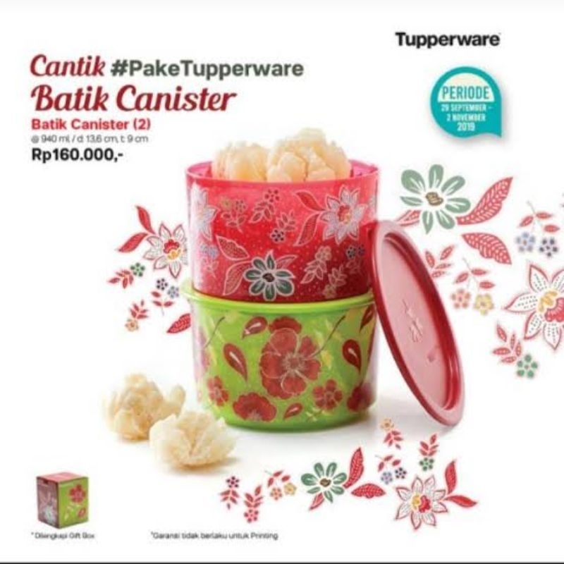 Toples Tupperware Batik Canister 940ml
