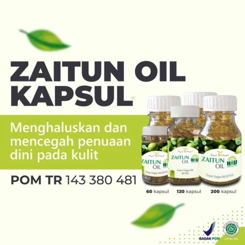 

Kapsul Minyak Zaitun Extra Virgin Olive Oil HIU isi 60 kapsul Herbal Indo Utama