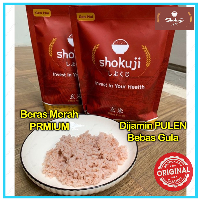 

SHOKUJI Beras Merah Premium Organik Kemasan 1 KG Beras Pulen Diet Bibit Unggul Bebas Gula