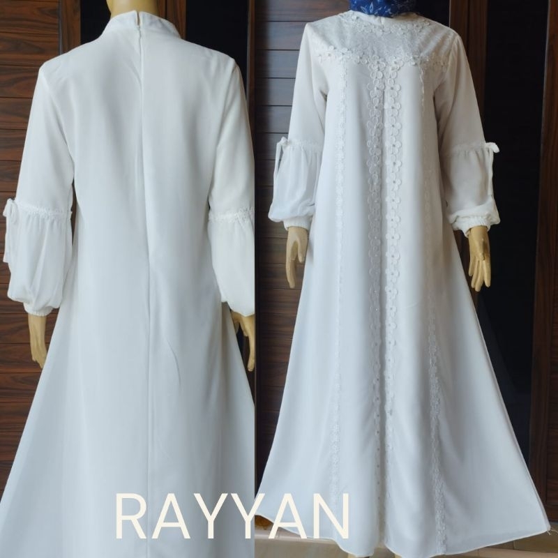 Baju Muslim putih Wanita / Busana Muslim umroh haji / Baju Gamis Putih tulang Lebaran /Gamis Wanita 