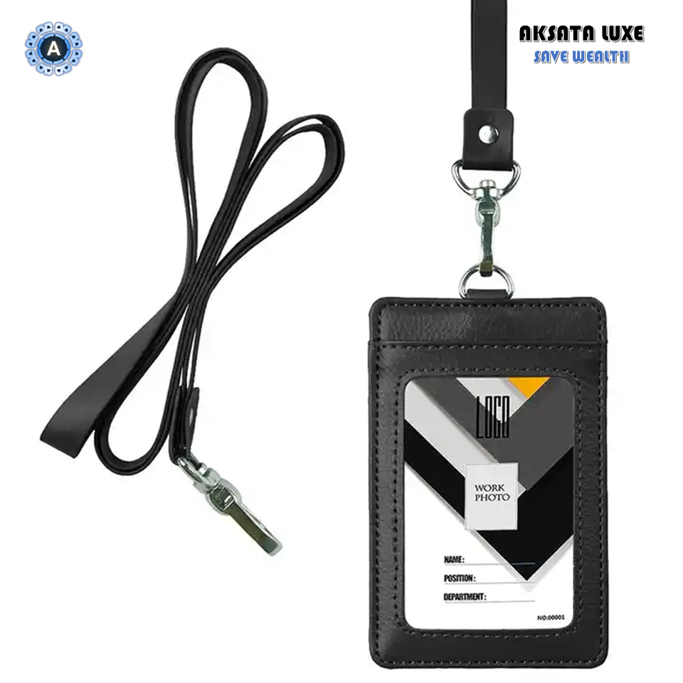 

Aksata Luxe ID CARD HOLDER Kartu Nama Karyawan Pegawai 3 Slot Kartu Depan Belakang Warna Hitam Abu Merah Pink