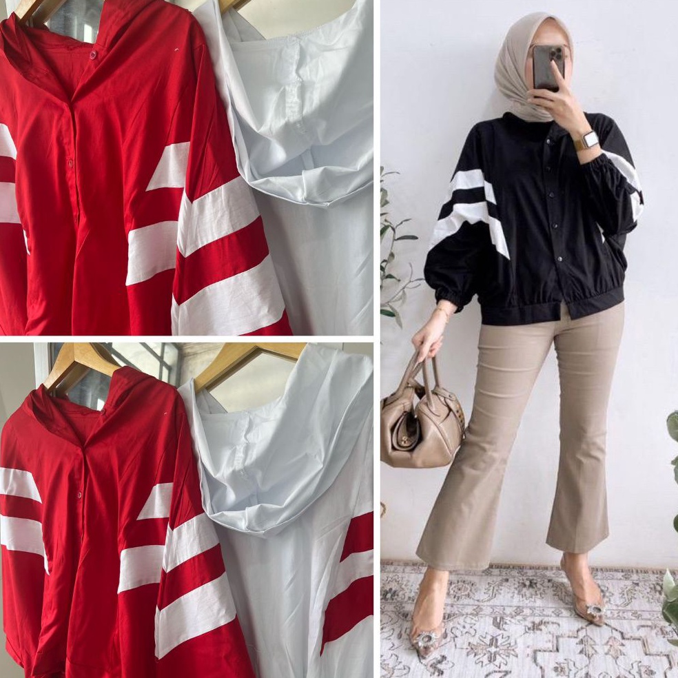 Paling Disukai ADDIDAS HOODIE TOP KATUN JEPANG ZRA  STRAPPY HOODIE ATASAN WANITA OVERSIZE  KEMEJA ME