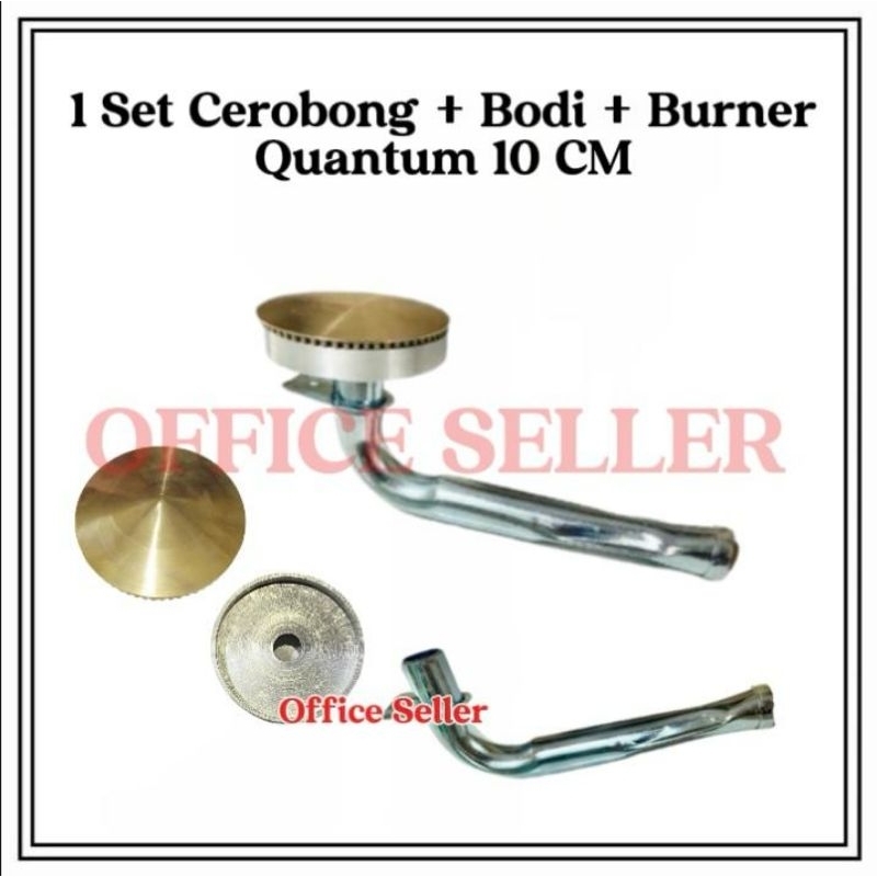 1 SET cerobong pipa + alas bodi + burner kuningan besar QUANTUM 10 cm