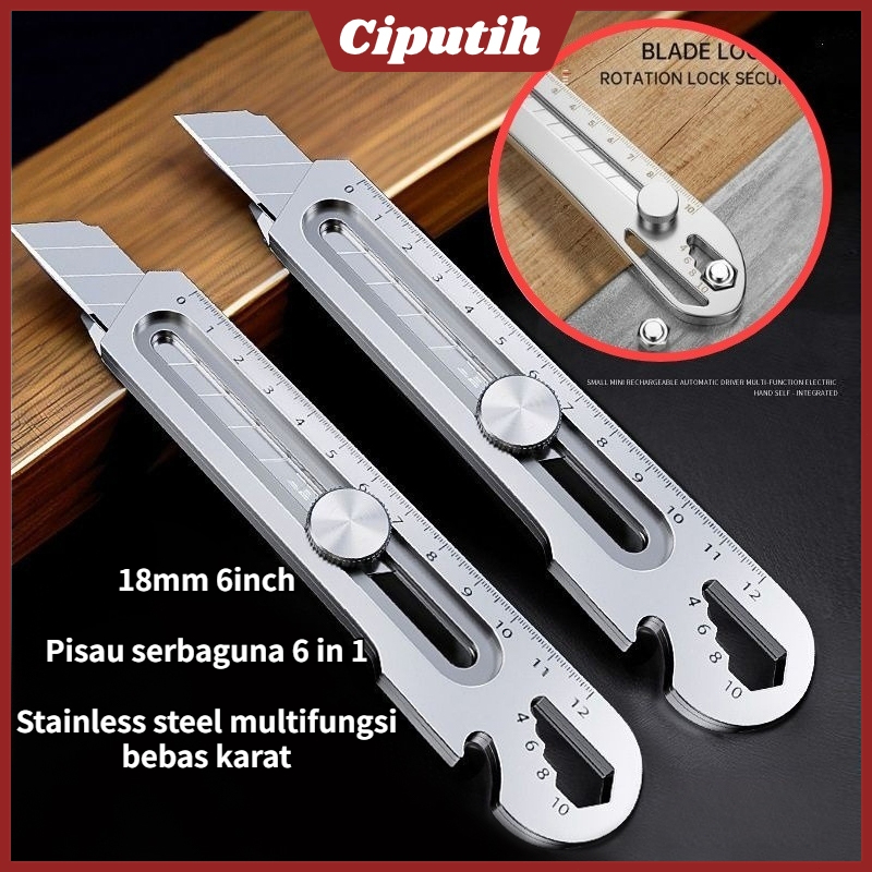 

【COD】24 hours delivery 6in1 Pisau Cutter 18mm multifungsi Cutter pisau baja besar 10pc pisau set Cutter Pisau Pemotong Kertas