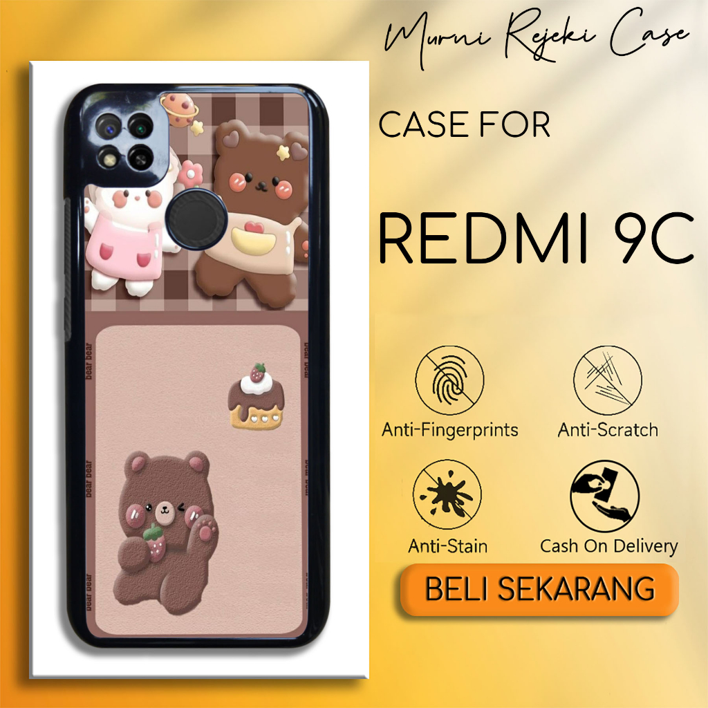 Casing REDMI 9C Case REDMI 9C Kesing Terbaru Anime Motif Bear Softcase Hardcase Premium Glossy Karak