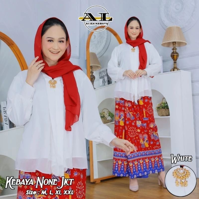 Setelan Kebaya Encim None Betaw Polos /Kebaya None Betawi Modern